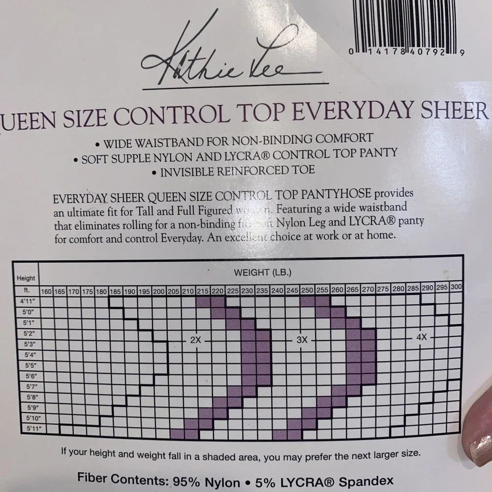 Kathie Lee Woman Queen Size 3X Daysheer Pantyhose Oatmeal Control Top Sandalfoot